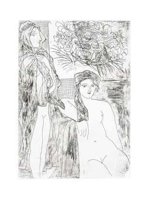 Femme au Voile, Modle assis et Tte de Rembrandt by Pablo Picasso at Les Yeux du Monde Art Gallery