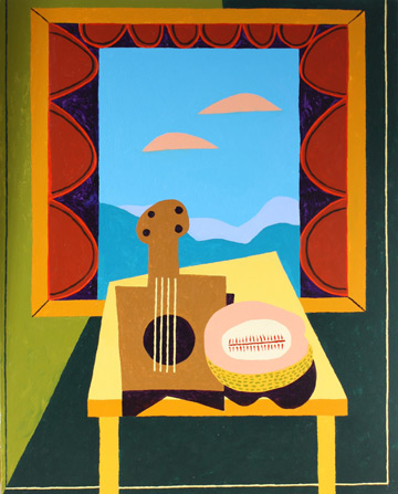 Still Life with Mandolin and Cantalope by Russ Warren at Les Yeux du Monde Gallery