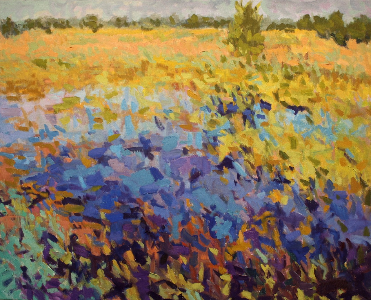 Marsh, Yellows and Blues by Priscilla Whitlock at Les Yeux du Monde Art Gallery